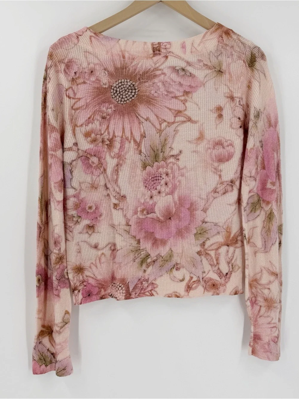 Anthropologie The Dreamer Printed V-Neck Floral Linen Blend Sweater S - Picture 6 of 6